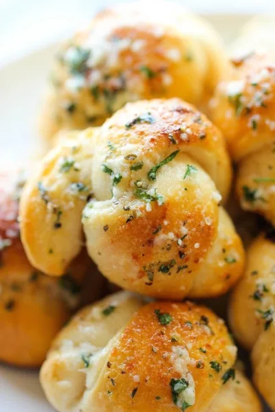 Garlic knots, warm from the oven